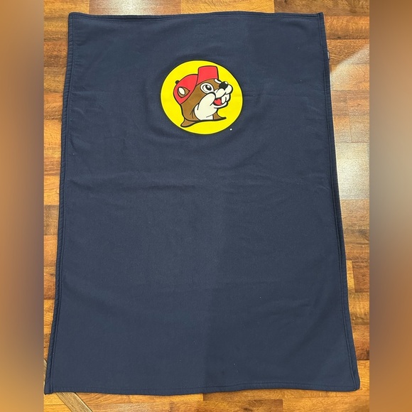 Buc-ee's RARE older blue Beaver Logo blanket - 38" x 52" - cotton/poly - Picture 1 of 6